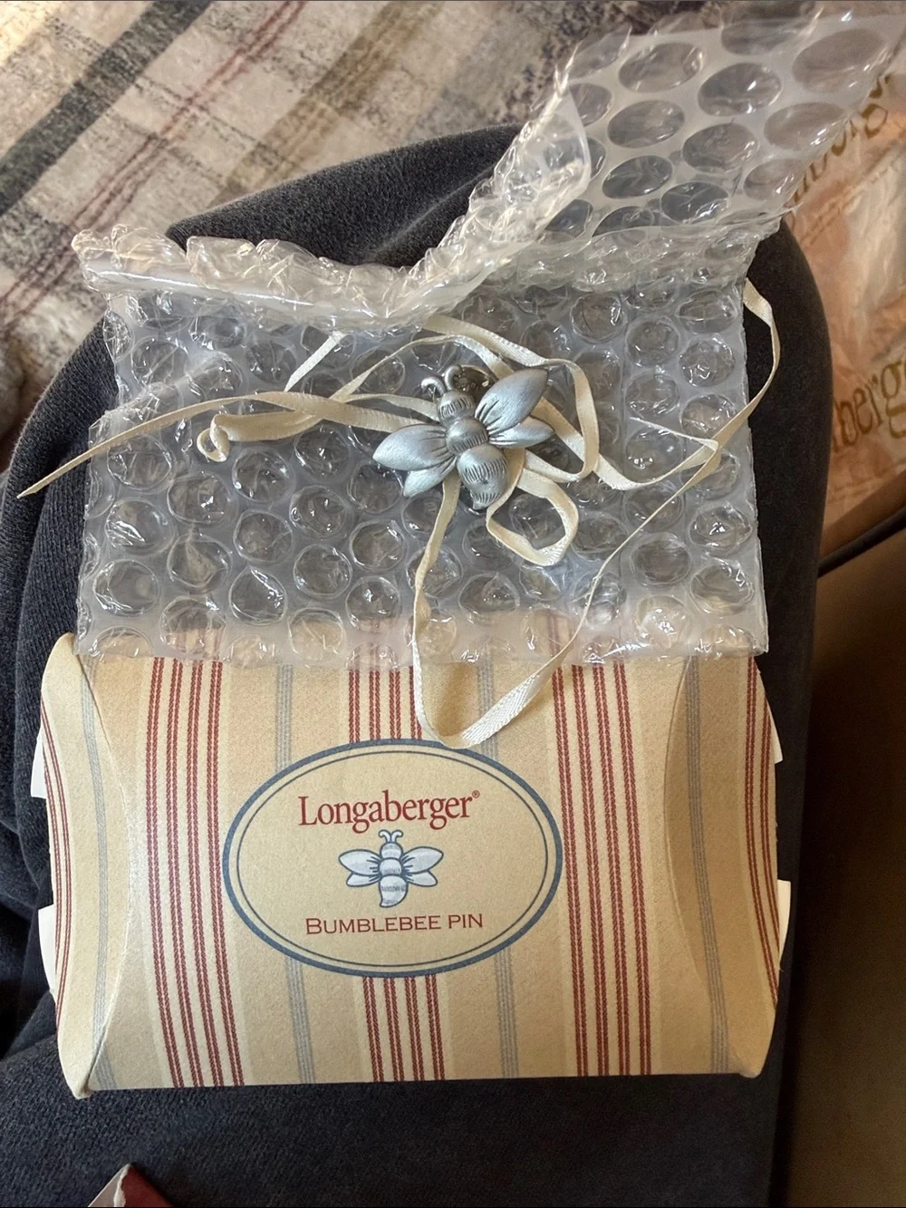 Longaberger Silver Bumblebee Pin